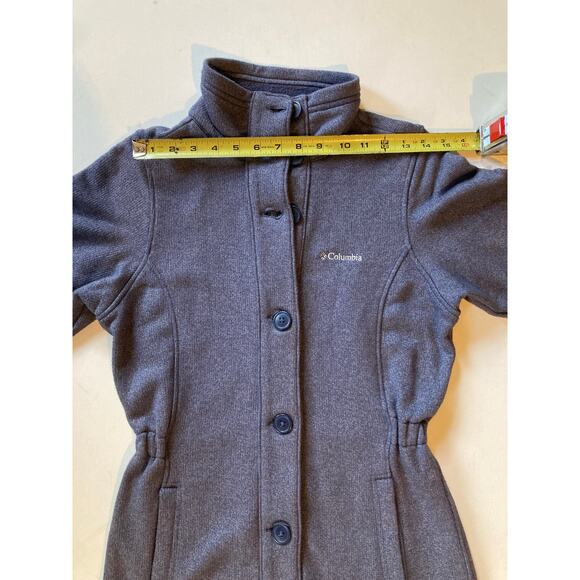 Columbia Women’s XS Fleece Button Jacket Charcoal Gray High Neck Cotton Blend - Picture 8 of 12